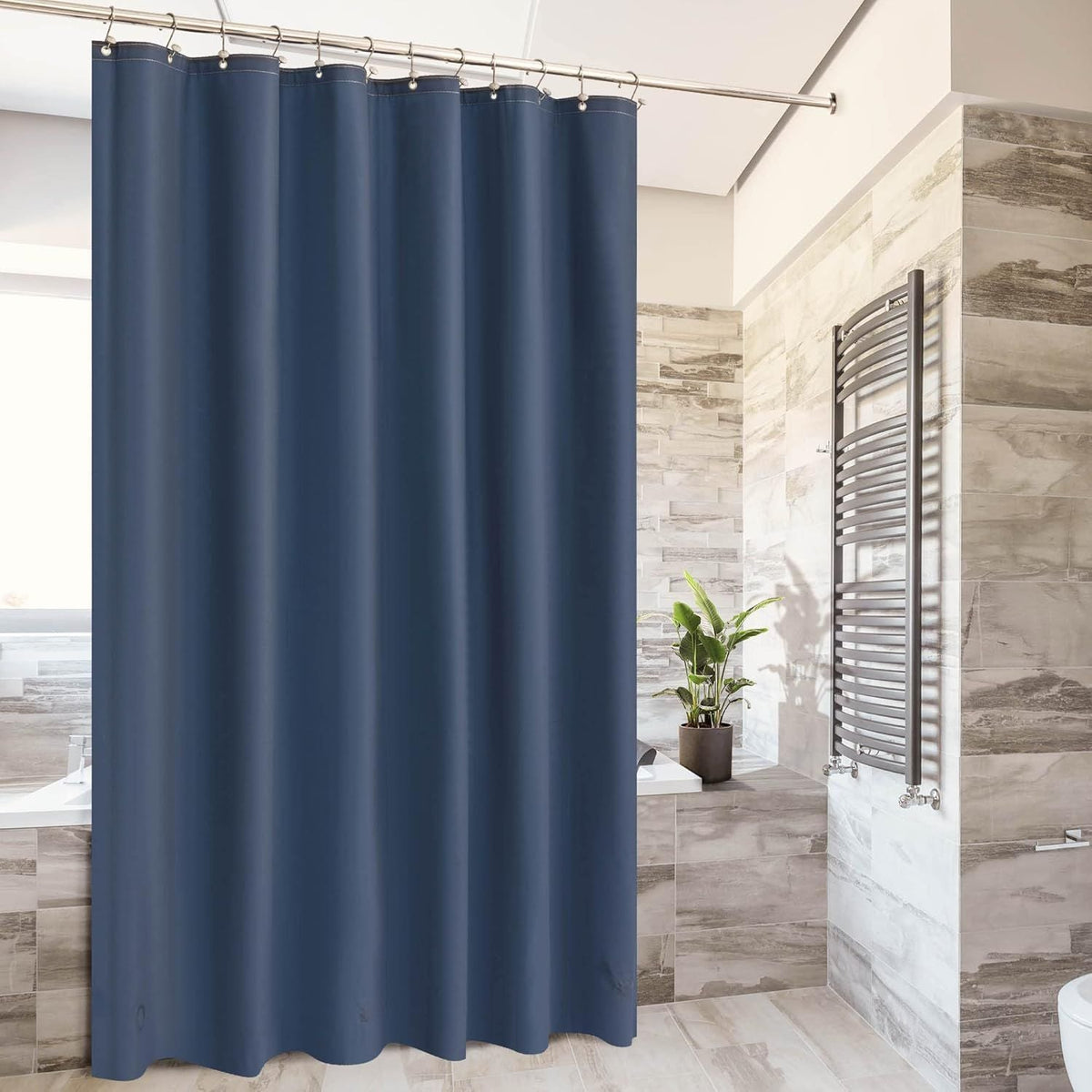 Navy Shower Curtain Liner - Premium PEVA Shower Liner for Bathroom, BPA & PVC Free, No Chemical Smell, Lightweight Standard Size Bath Curtain with 3 Magnets, Metal Grommets - Navy Blue - MC Online