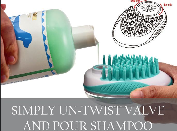 Pet Life 'Swasher' Shampoo Dispensing Massage and Bathing Brush - MC Online