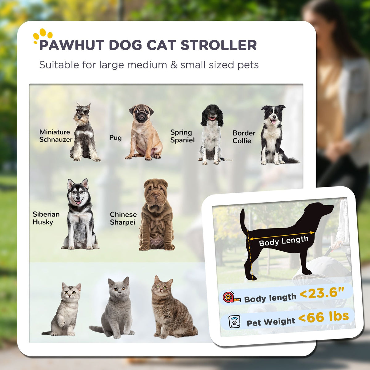Pet Stroller Dog Cat Carriage One Click Fold with Universal Front Wheels Shock Absorber Brakes Storage Bags Mesh Window - MC Online