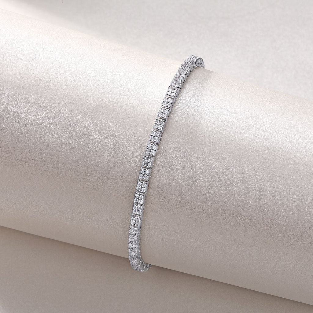 Piano Poet - Made of morganite, 925 sterling silver and platinum-plated diamonds, it is a fashionable jewelry bracelet and a luxurious silver accessory. - MC Online