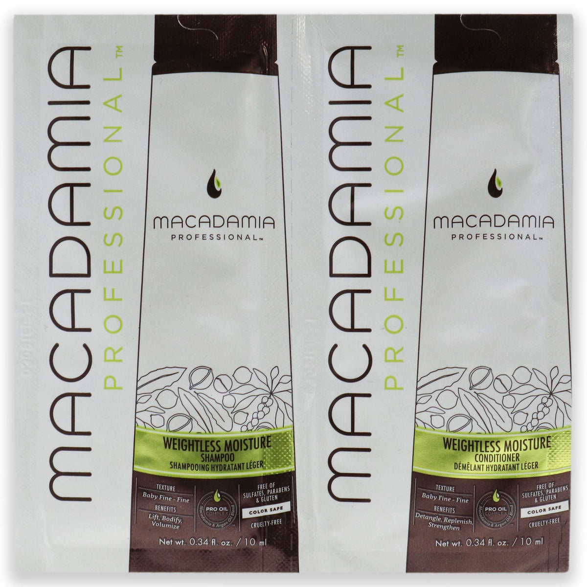 Professional Weightless Moisture Set by Macadamia Oil for Unisex - 2 x 0.34 oz Shampoo and Conditioner - MC Online