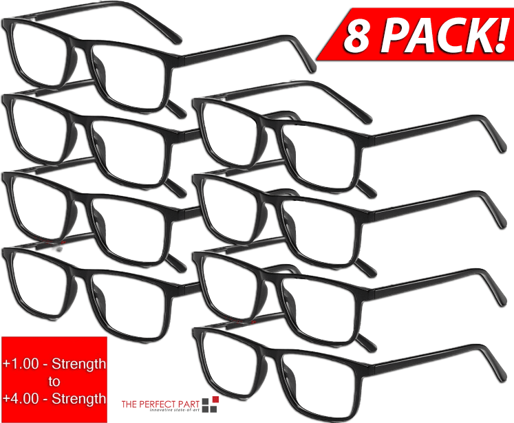 Reading Glasses Mens Womens Unisex Readers Eyeglasses 8 Pack Glasses New Square - MC Online