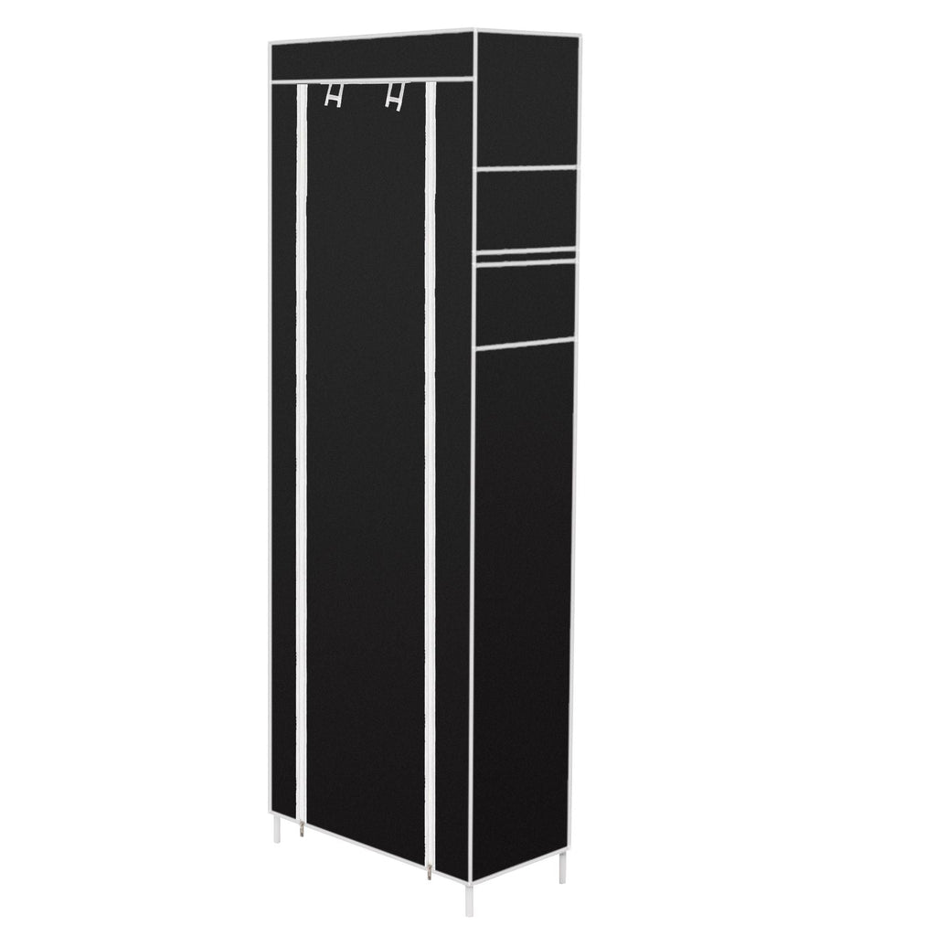 Room-saving 10-Layers 9 Lattices Non-woven Fabric Shoe Rack Black - MC Online