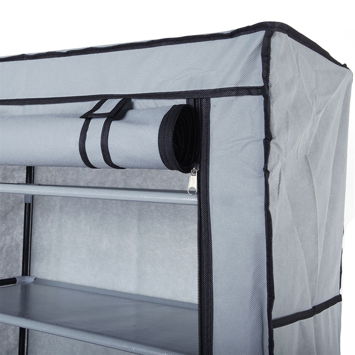 Room-saving 10-Layers 9 Lattices Non-woven Fabric Shoe Rack Black - MC Online