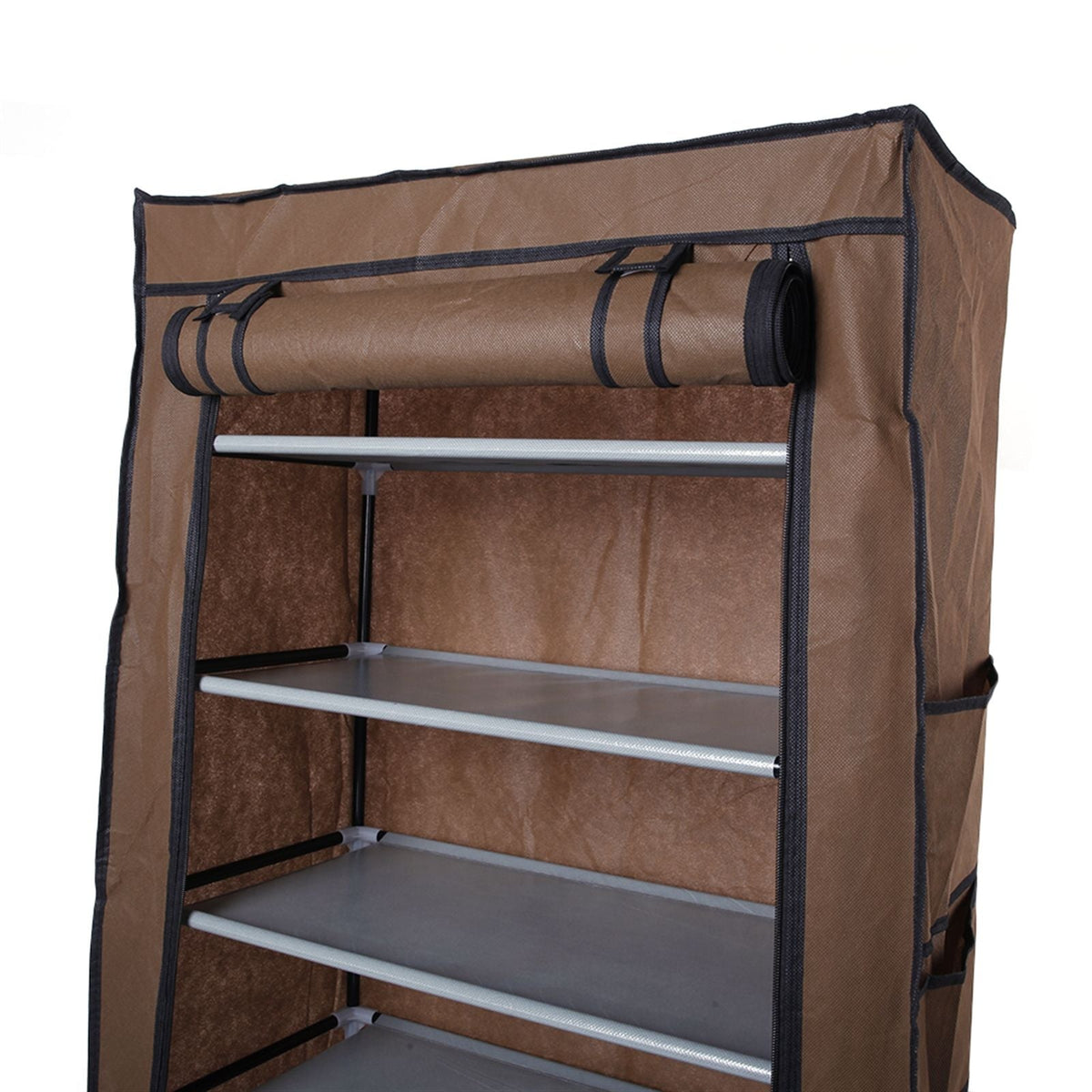 Room-saving 10-Layers 9 Lattices Non-woven Fabric Shoe Rack Black - MC Online