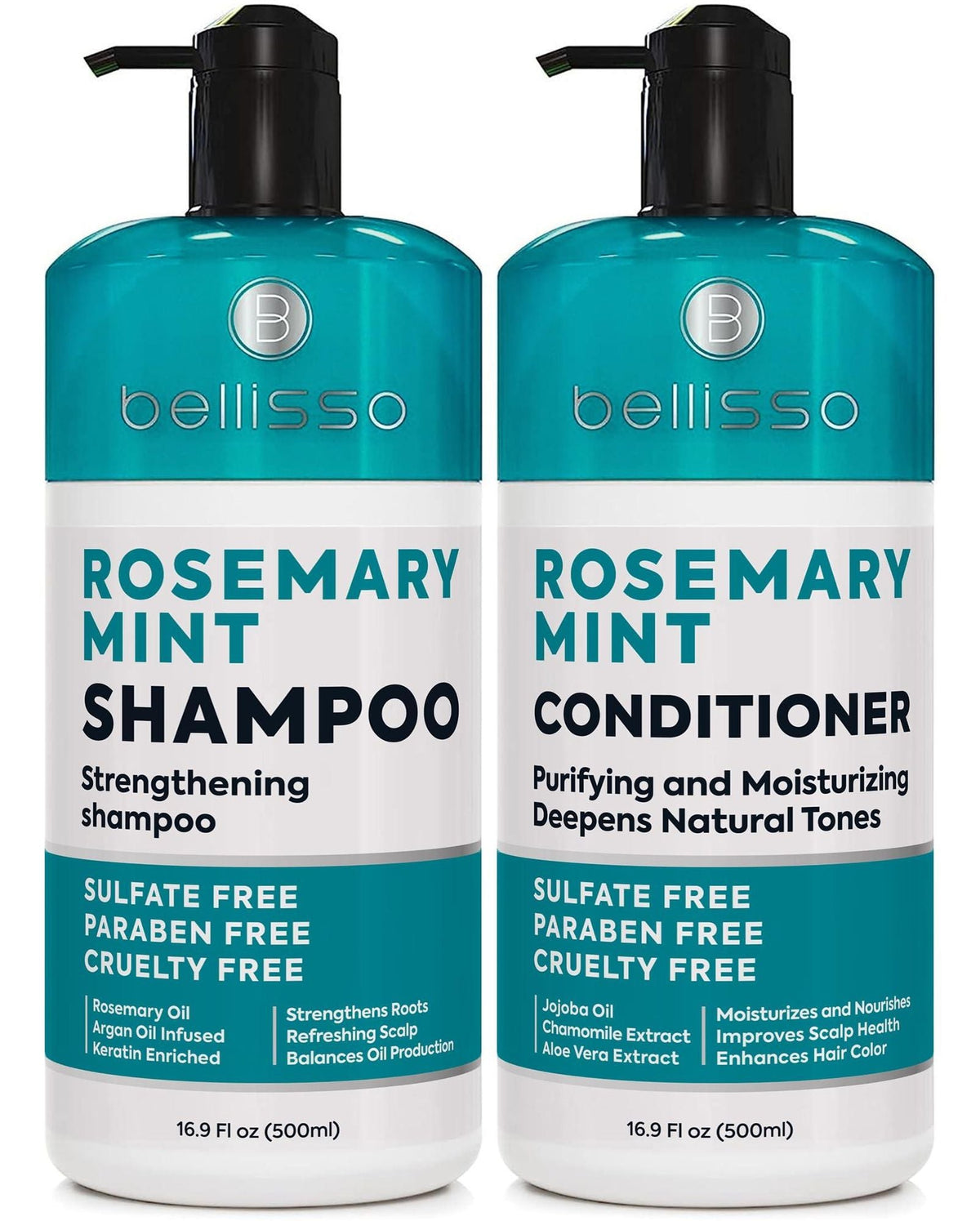 Rosemary Oil and Mint Shampoo and Conditioner Set Sulfate Free with Peppermint Moisturizing Products for Women and Men Helps Flaky Dry Scalp and Dandruff Salon Thickening for Thinning Hair - MC Online