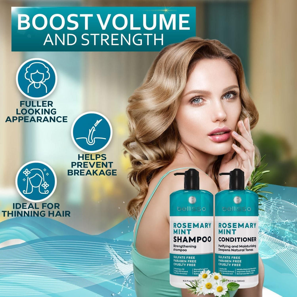 Rosemary Oil and Mint Shampoo and Conditioner Set Sulfate Free with Peppermint Moisturizing Products for Women and Men Helps Flaky Dry Scalp and Dandruff Salon Thickening for Thinning Hair - MC Online