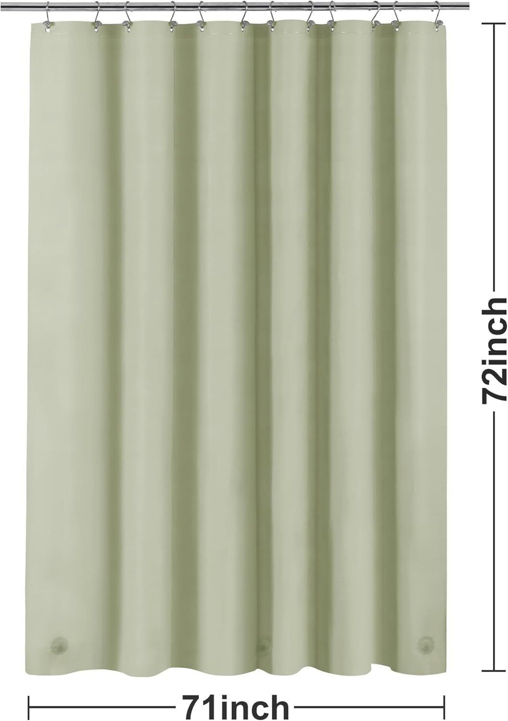 Sage Green Plastic Shower Curtain Liner - Premium PEVA Shower Liner BPA & PVC Free, No Chemical Smell, Lightweight Green Bath Curtain with 3 Magnets for Bathroom, 12 Metal Grommets - Sage - MC Online