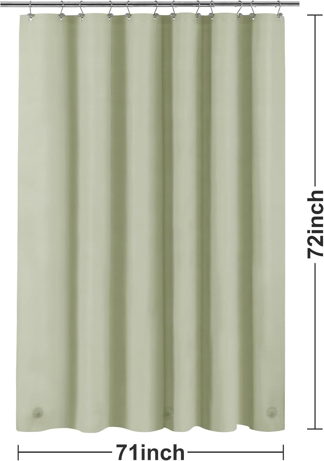 Sage Green Plastic Shower Curtain Liner - Premium PEVA Shower Liner BPA & PVC Free, No Chemical Smell, Lightweight Green Bath Curtain with 3 Magnets for Bathroom, 12 Metal Grommets - Sage - MC Online