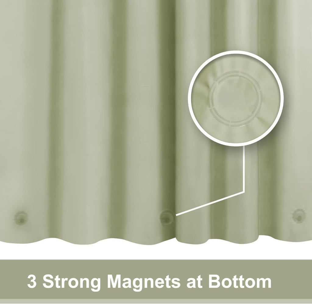Sage Green Plastic Shower Curtain Liner - Premium PEVA Shower Liner BPA & PVC Free, No Chemical Smell, Lightweight Green Bath Curtain with 3 Magnets for Bathroom, 12 Metal Grommets - Sage - MC Online