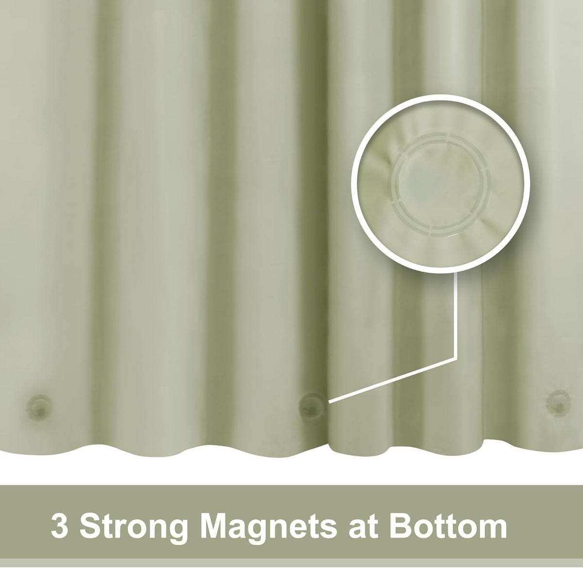 Sage Green Plastic Shower Curtain Liner - Premium PEVA Shower Liner BPA & PVC Free, No Chemical Smell, Lightweight Green Bath Curtain with 3 Magnets for Bathroom, 12 Metal Grommets - Sage - MC Online