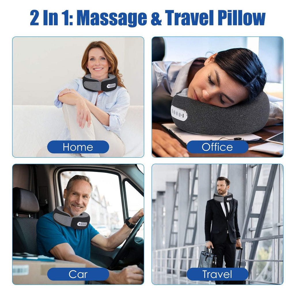 Shiatsu Neck Massage Pillow for Pain Relief - 2-in-1 Use (Neck/Arms/Legs), 3 Massaging Speeds, 2 Heating Modes, 2200mAh Long-Life Battery, Memory Foam Support, Carry Bag - Perfect - MC Online