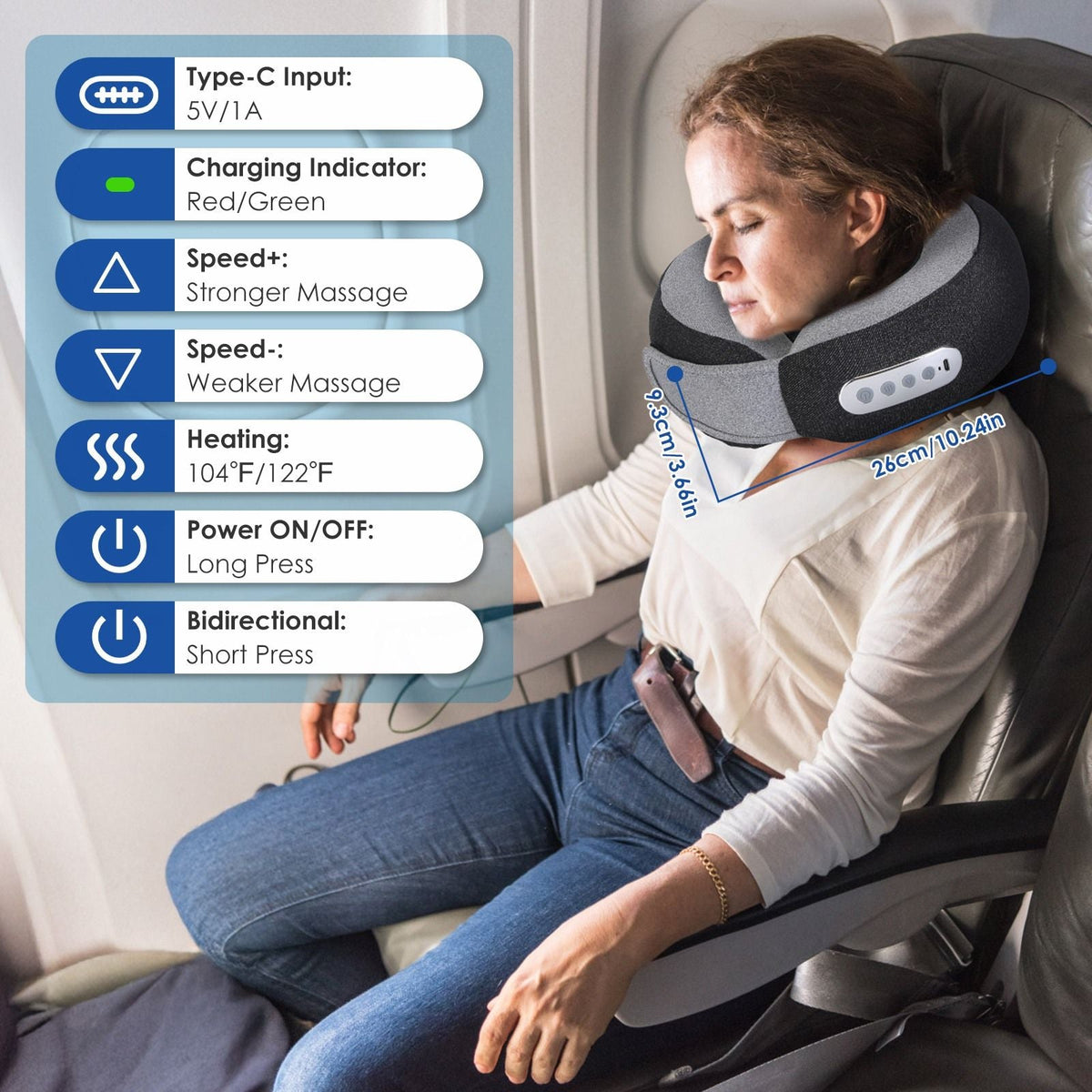Shiatsu Neck Massage Pillow for Pain Relief - 2-in-1 Use (Neck/Arms/Legs), 3 Massaging Speeds, 2 Heating Modes, 2200mAh Long-Life Battery, Memory Foam Support, Carry Bag - Perfect - MC Online