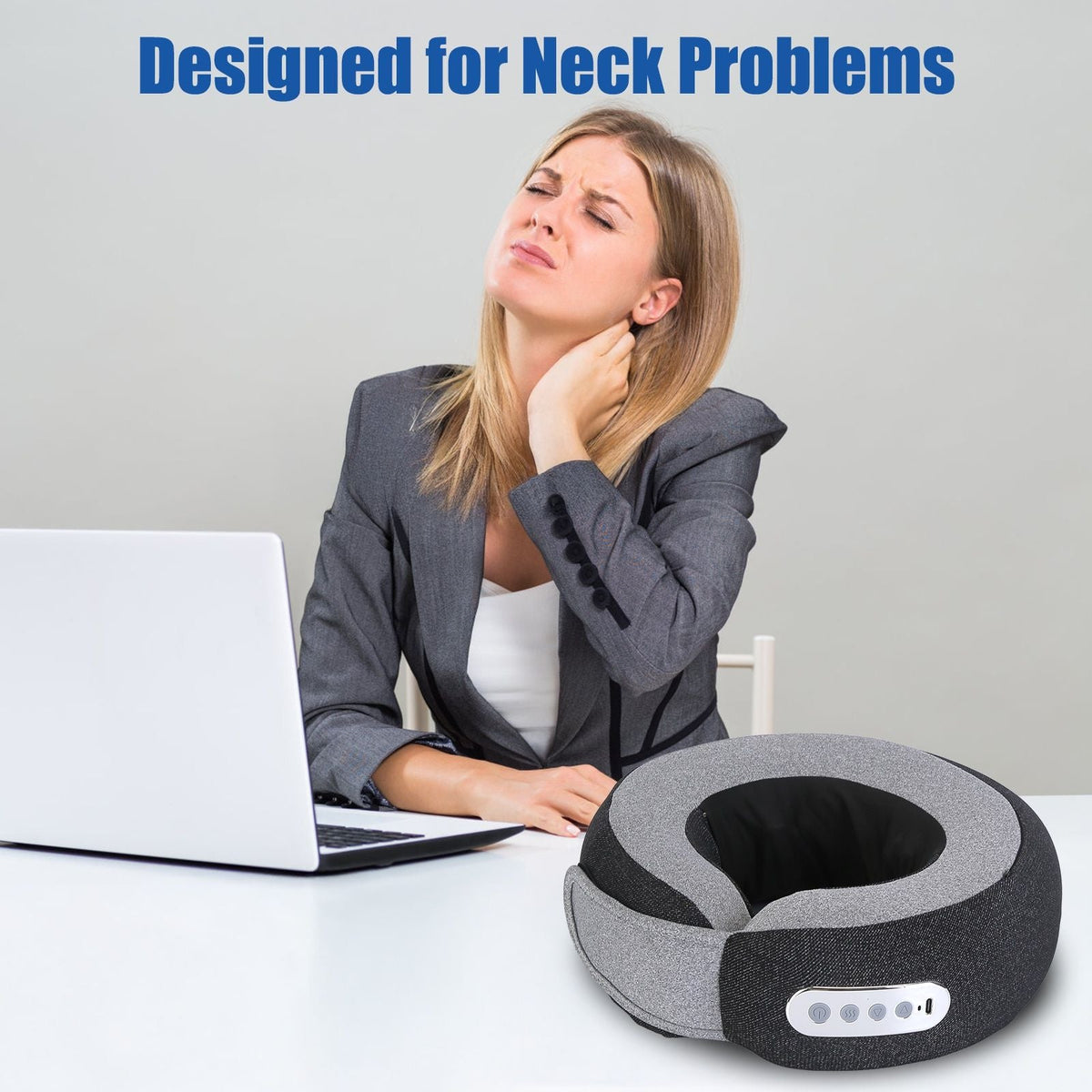 Shiatsu Neck Massage Pillow for Pain Relief - 2-in-1 Use (Neck/Arms/Legs), 3 Massaging Speeds, 2 Heating Modes, 2200mAh Long-Life Battery, Memory Foam Support, Carry Bag - Perfect - MC Online