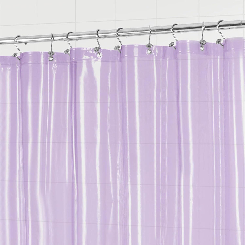 Shower Curtain Liner - Premium Clear Lavender PEVA Shower Liner with 3 Magnets and Metal Grommets, Waterproof Lightweight Standard Size Bathroom Curtains - Translucent Lavender - MC Online