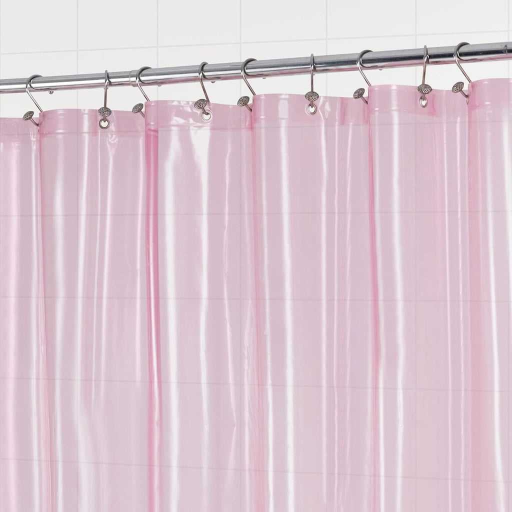 Shower Curtain Liner - Premium Clear Pink PEVA Shower Liner with 3 Magnets and Metal Grommets, Waterproof Lightweight Plastic Standard Size Bathroom Curtains - Translucent Pink - MC Online