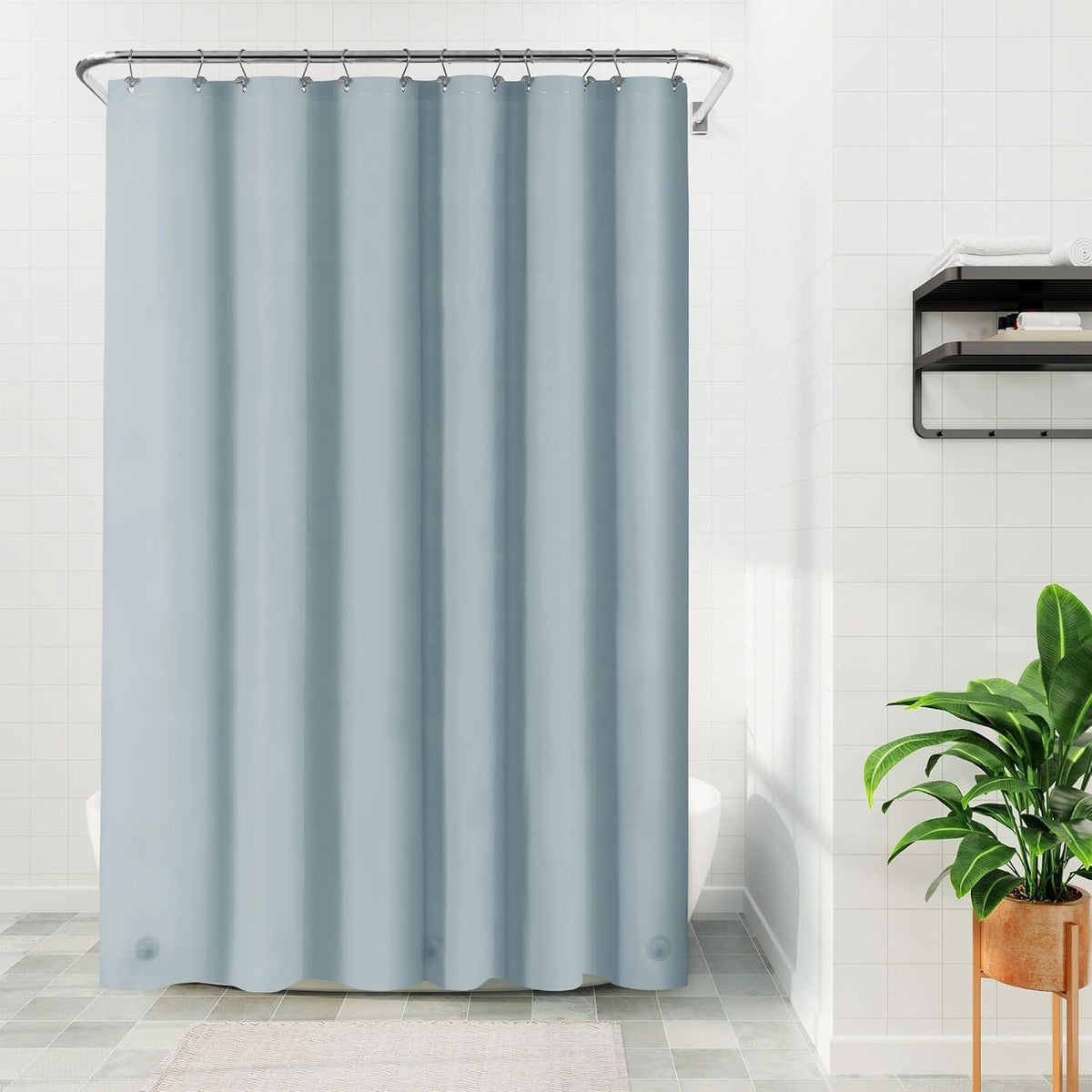 Shower Curtain Liner - Premium PEVA Shower Liner for Bathroom, BPA & PVC Free, No Chemical Smell, Lightweight Standard Size Bath Curtain with 3 Magnets, Metal Grommets - Stone Blue - MC Online