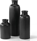 Small Black Ceramic Vase Set of 3, Boho Modern Black Flower Vase Room Decor, Farmhouse Decor, Vases for Your Kitchen, Bathroom, Bedroom, Living Room, Office&Shelf Centerpiece Table Decorations - MC Online