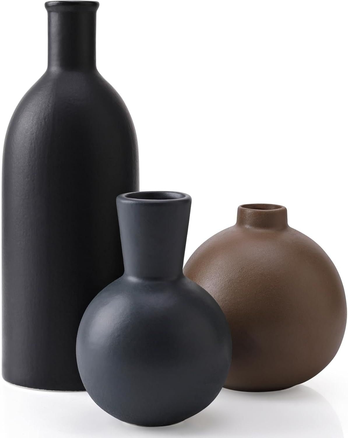 Small Ceramic Vase Set of 3, Boho Modern Flower Vase Room Decor, Farmhouse Decor, Vases for Your Kitchen, Bathroom, Bedroom, Living Room, Office&Shelf Centerpiece Table Decorations Multicolor - 346 - MC Online