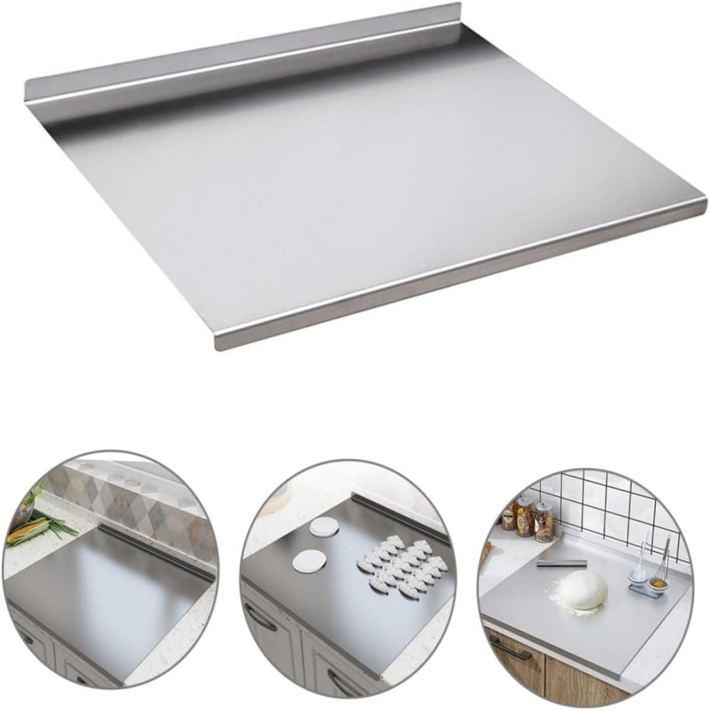 Stainless Steel Cutting Board with Lip for Kitchen Chopping Boards for Countertop Large Metal Cutting Board over Sink Suitable for Meat Fruits Vegetables Bread Noodle and Pizza Bamboo Knives - MC Online