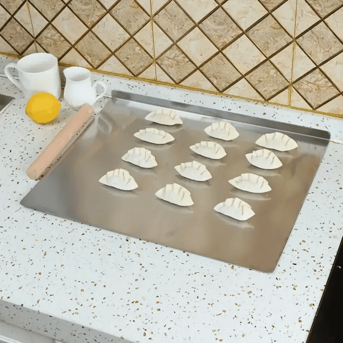 Stainless Steel Cutting Board with Lip for Kitchen Chopping Boards for Countertop Large Metal Cutting Board over Sink Suitable for Meat Fruits Vegetables Bread Noodle and Pizza Bamboo Knives - MC Online
