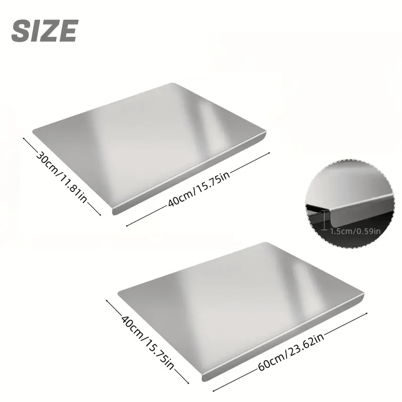 Stainless Steel Cutting Board with Lip for Kitchen Chopping Boards for Countertop Large Metal Cutting Board over Sink Suitable for Meat Fruits Vegetables Bread Noodle and Pizza Bamboo Knives - MC Online