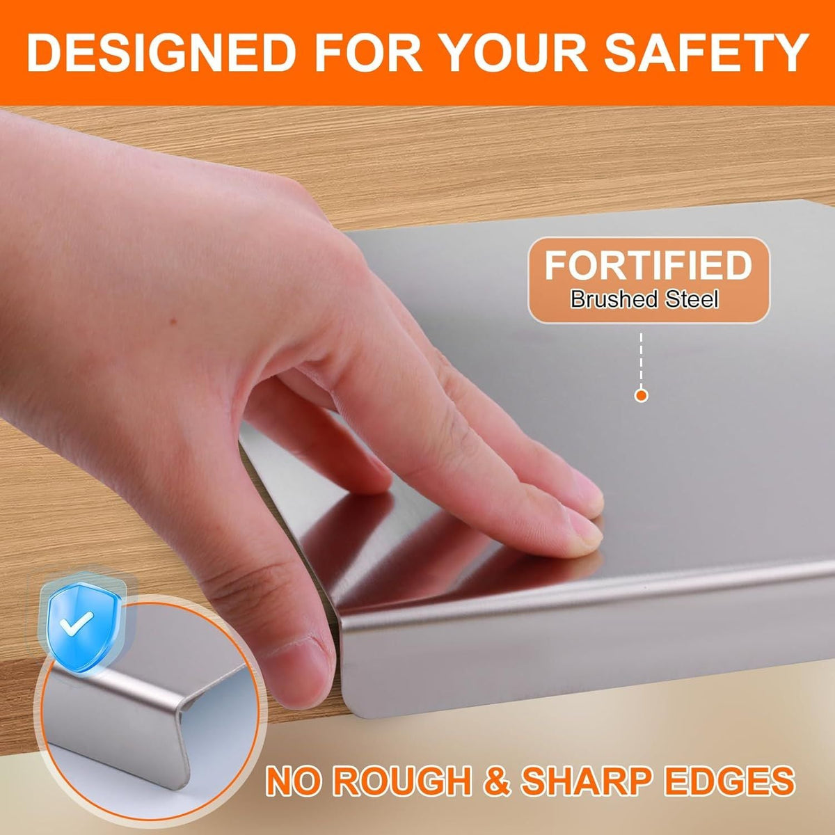 Stainless Steel Cutting Board with Lip for Kitchen Chopping Boards for Countertop Large Metal Cutting Board over Sink Suitable for Meat Fruits Vegetables Bread Noodle and Pizza Bamboo Knives - MC Online