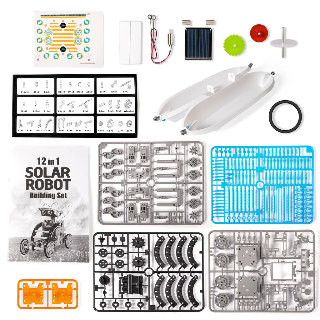 STEM Solar Robot Kit For Kids; 12-in-1 Educational STEM Science Experiment Toys; Solar Powered Building Kit DIY For 8 9 10 11 12 13 Years Old Boys & Girls Kids Toy - MC Online