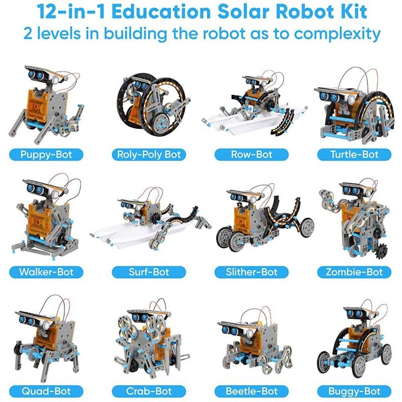 STEM Solar Robot Kit For Kids; 12-in-1 Educational STEM Science Experiment Toys; Solar Powered Building Kit DIY For 8 9 10 11 12 13 Years Old Boys & Girls Kids Toy - MC Online