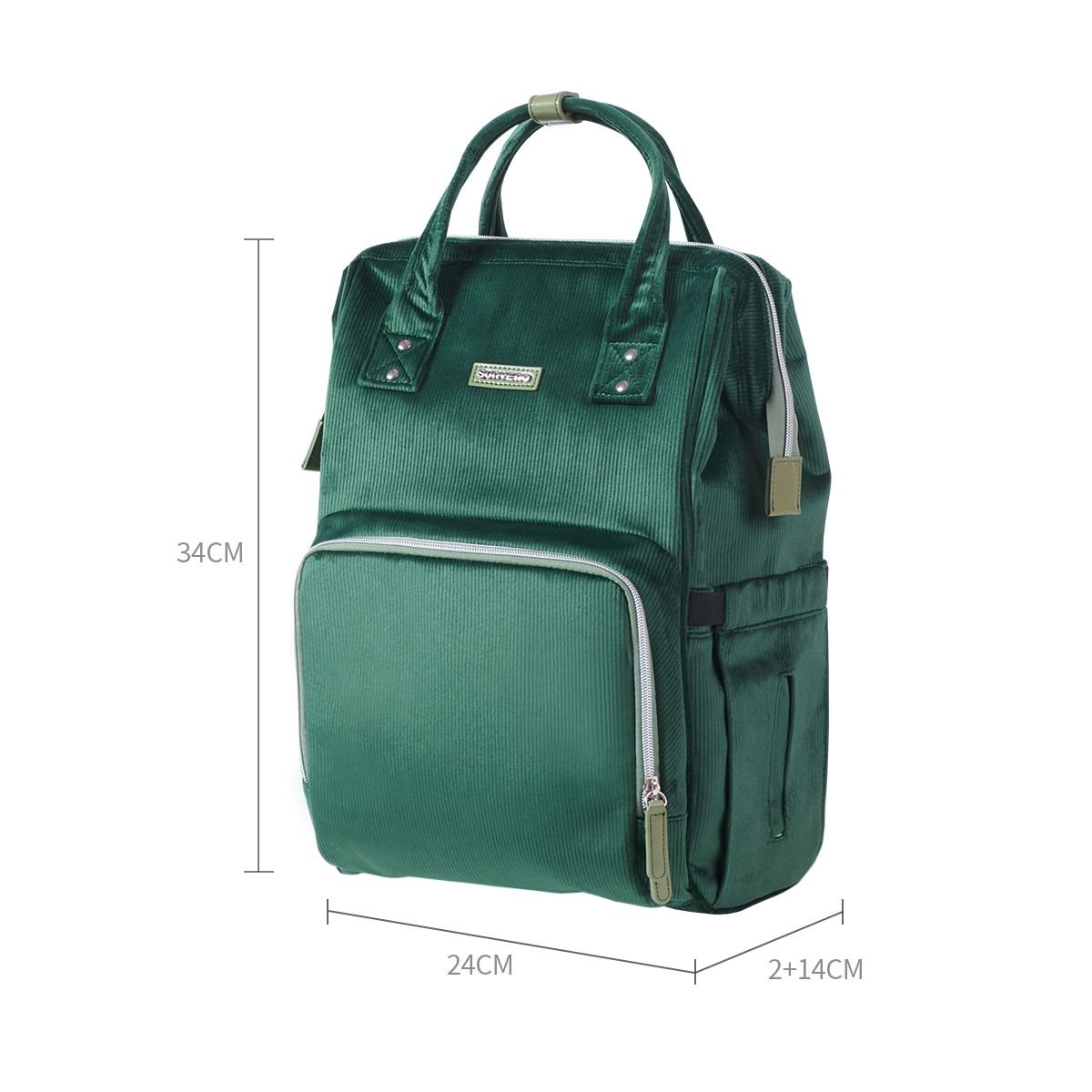 SUNVENO Velvet Stitching Diaper Bag Backpack Large Capacity Tote Shoulder Nappy Bag Organizer for Baby Care with Insulated Pockets,Waterproof Fabric - MC Online