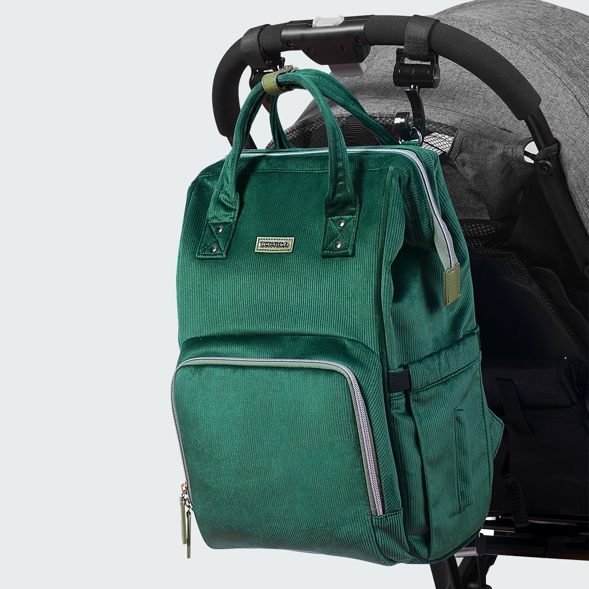 SUNVENO Velvet Stitching Diaper Bag Backpack Large Capacity Tote Shoulder Nappy Bag Organizer for Baby Care with Insulated Pockets,Waterproof Fabric - MC Online