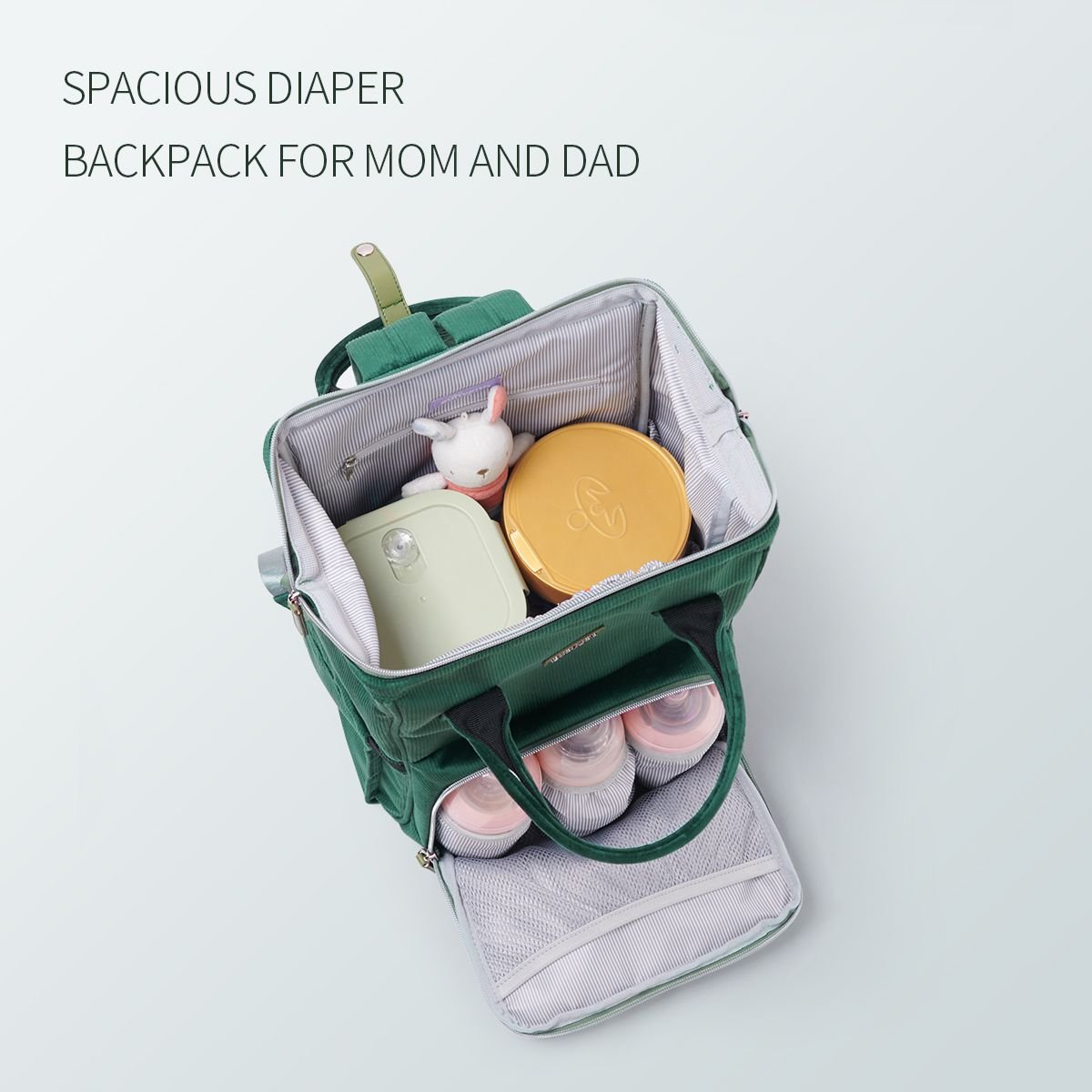 SUNVENO Velvet Stitching Diaper Bag Backpack Large Capacity Tote Shoulder Nappy Bag Organizer for Baby Care with Insulated Pockets,Waterproof Fabric - MC Online