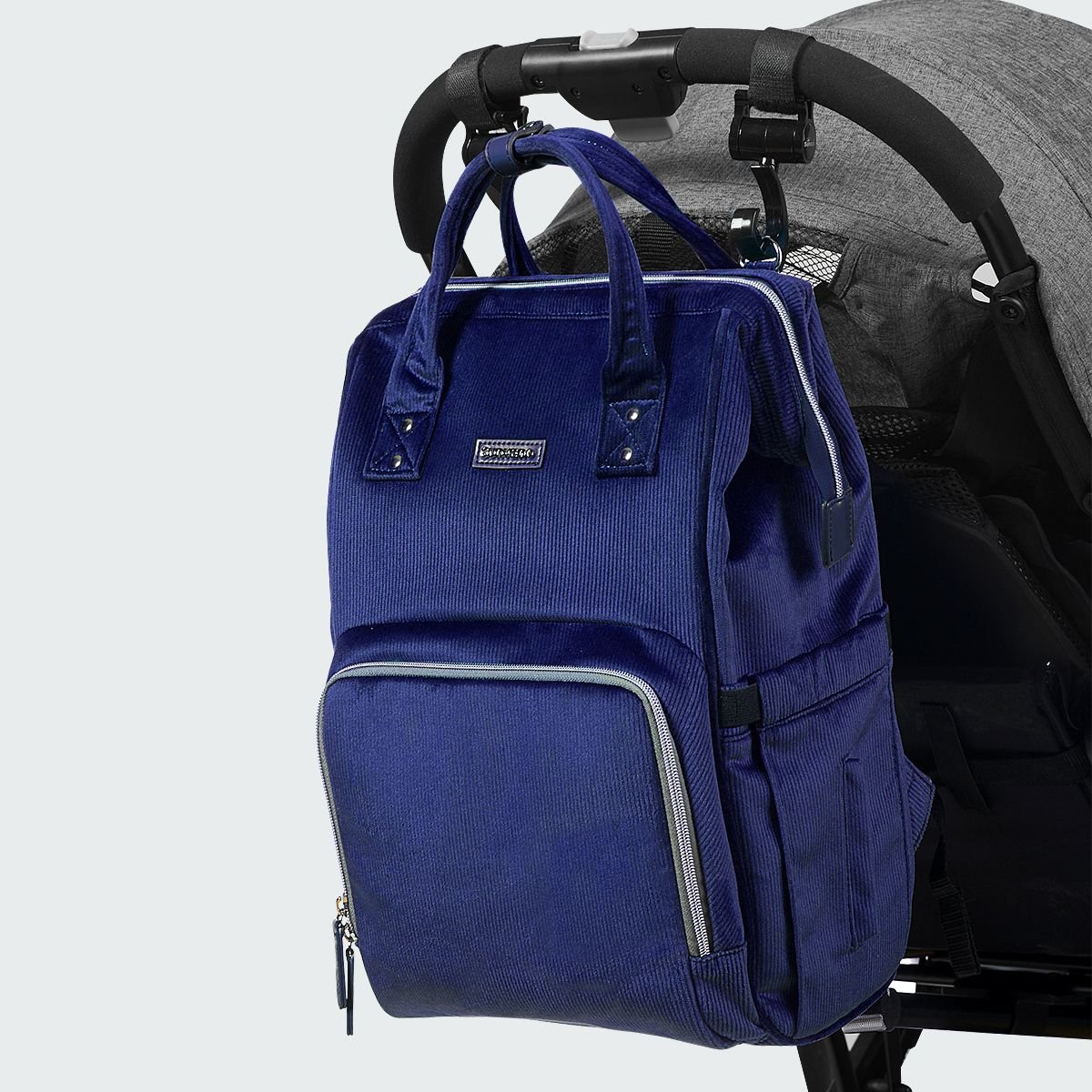 SUNVENO Velvet Stitching Diaper Bag Backpack Large Capacity Tote Shoulder Nappy Bag Organizer for Baby Care with Insulated Pockets,Waterproof Fabric - MC Online