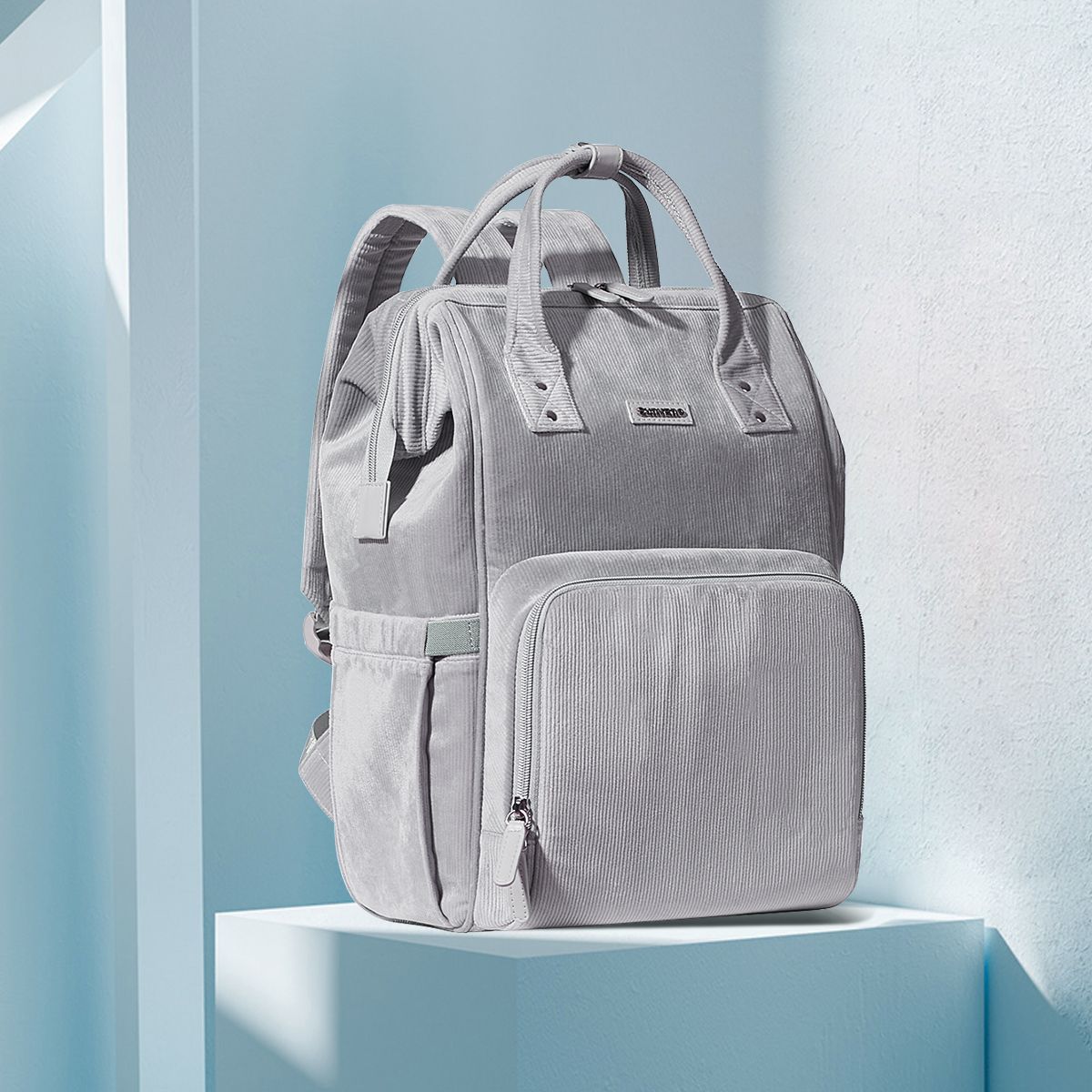 SUNVENO Velvet Stitching Diaper Bag Backpack Large Capacity Tote Shoulder Nappy Bag Organizer for Baby Care with Insulated Pockets,Waterproof Fabric - MC Online