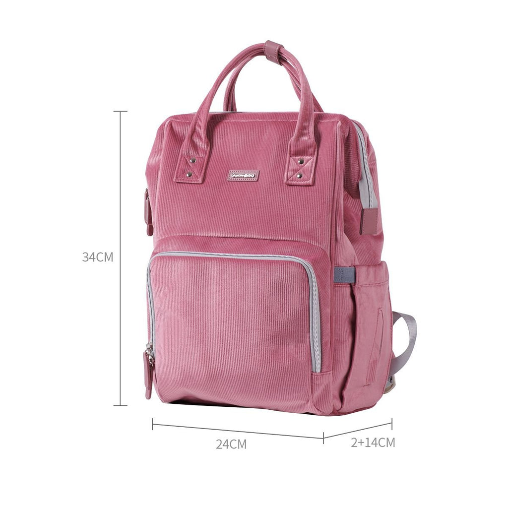 SUNVENO Velvet Stitching Diaper Bag Backpack Large Capacity Tote Shoulder Nappy Bag Organizer for Baby Care with Insulated Pockets,Waterproof Fabric - MC Online