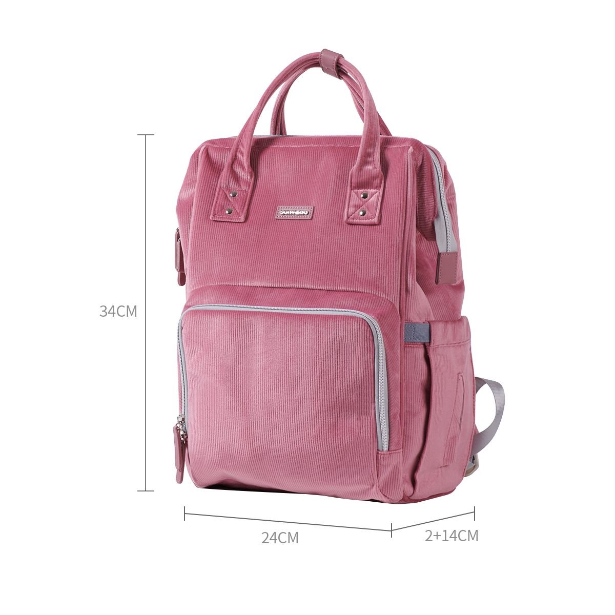 SUNVENO Velvet Stitching Diaper Bag Backpack Large Capacity Tote Shoulder Nappy Bag Organizer for Baby Care with Insulated Pockets,Waterproof Fabric - MC Online