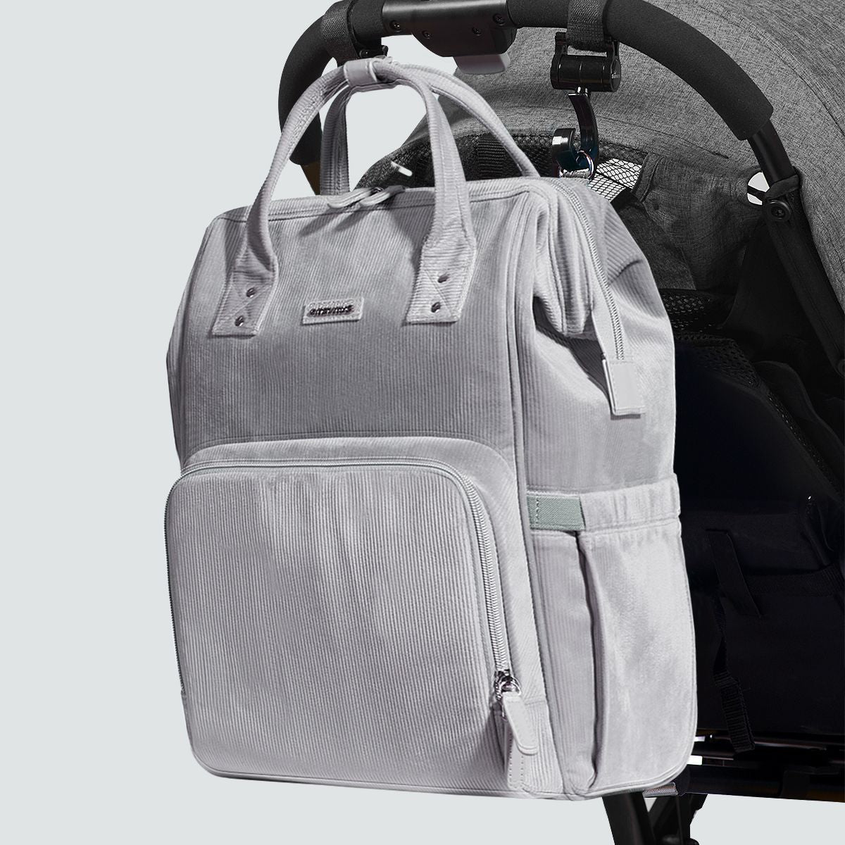 SUNVENO Velvet Stitching Diaper Bag Backpack Large Capacity Tote Shoulder Nappy Bag Organizer for Baby Care with Insulated Pockets,Waterproof Fabric - MC Online