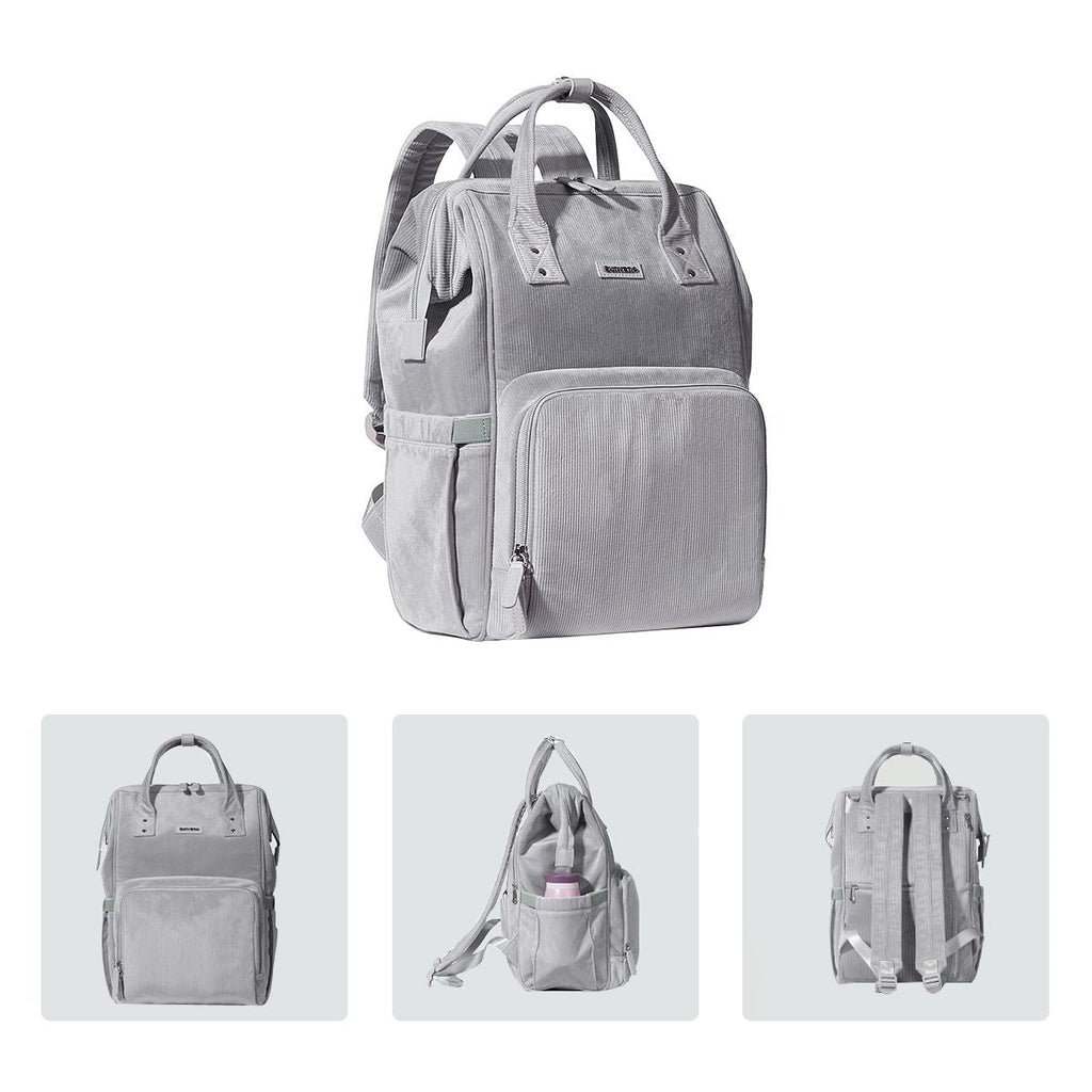 SUNVENO Velvet Stitching Diaper Bag Backpack Large Capacity Tote Shoulder Nappy Bag Organizer for Baby Care with Insulated Pockets,Waterproof Fabric - MC Online