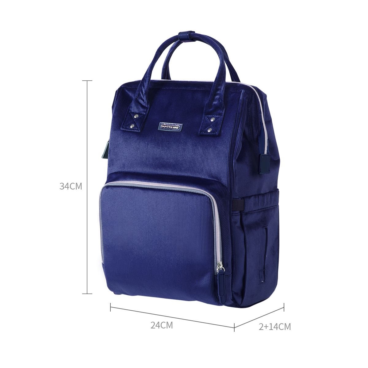 SUNVENO Velvet Stitching Diaper Bag Backpack Large Capacity Tote Shoulder Nappy Bag Organizer for Baby Care with Insulated Pockets,Waterproof Fabric - MC Online