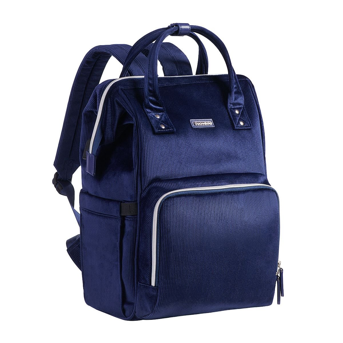 SUNVENO Velvet Stitching Diaper Bag Backpack Large Capacity Tote Shoulder Nappy Bag Organizer for Baby Care with Insulated Pockets,Waterproof Fabric - MC Online