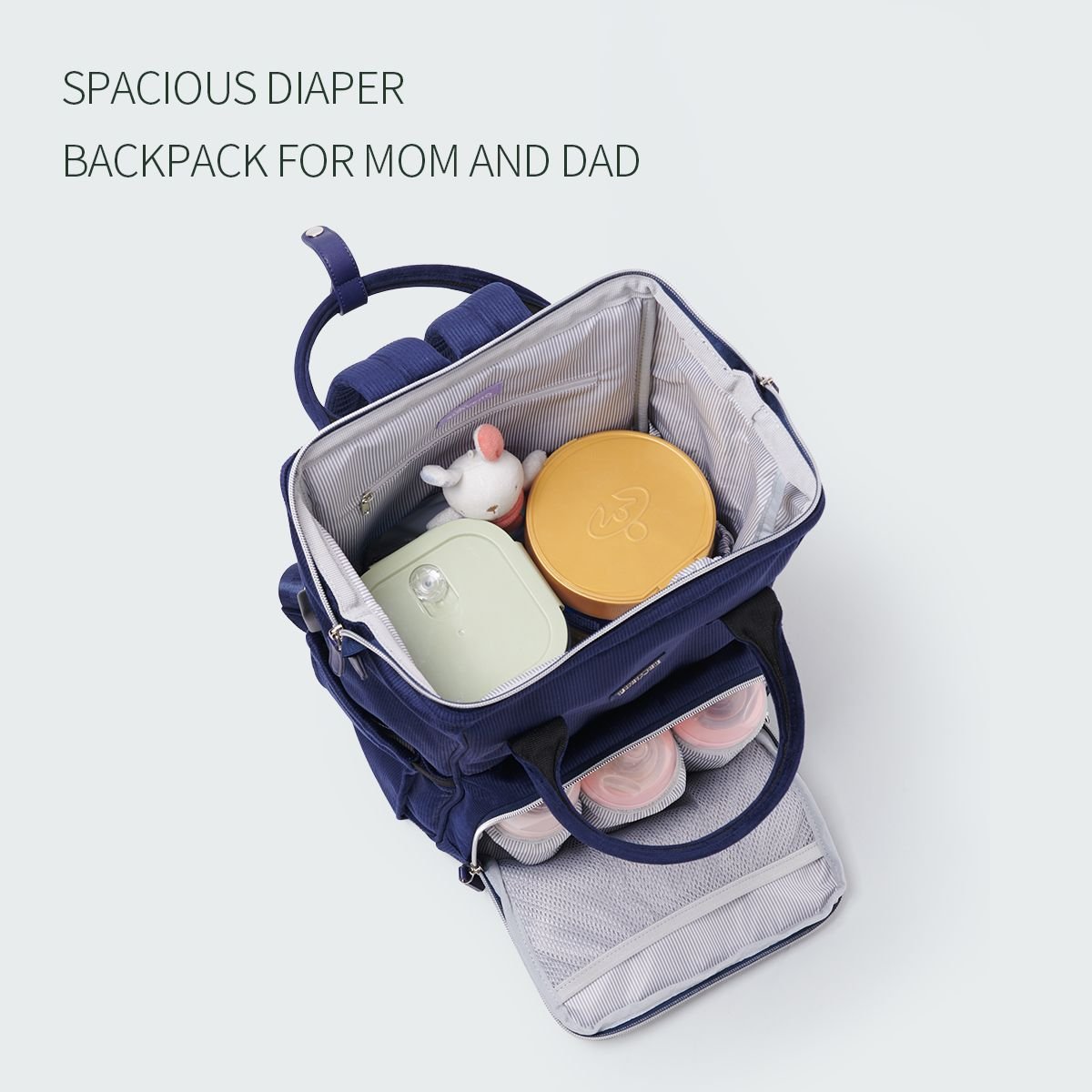 SUNVENO Velvet Stitching Diaper Bag Backpack Large Capacity Tote Shoulder Nappy Bag Organizer for Baby Care with Insulated Pockets,Waterproof Fabric - MC Online