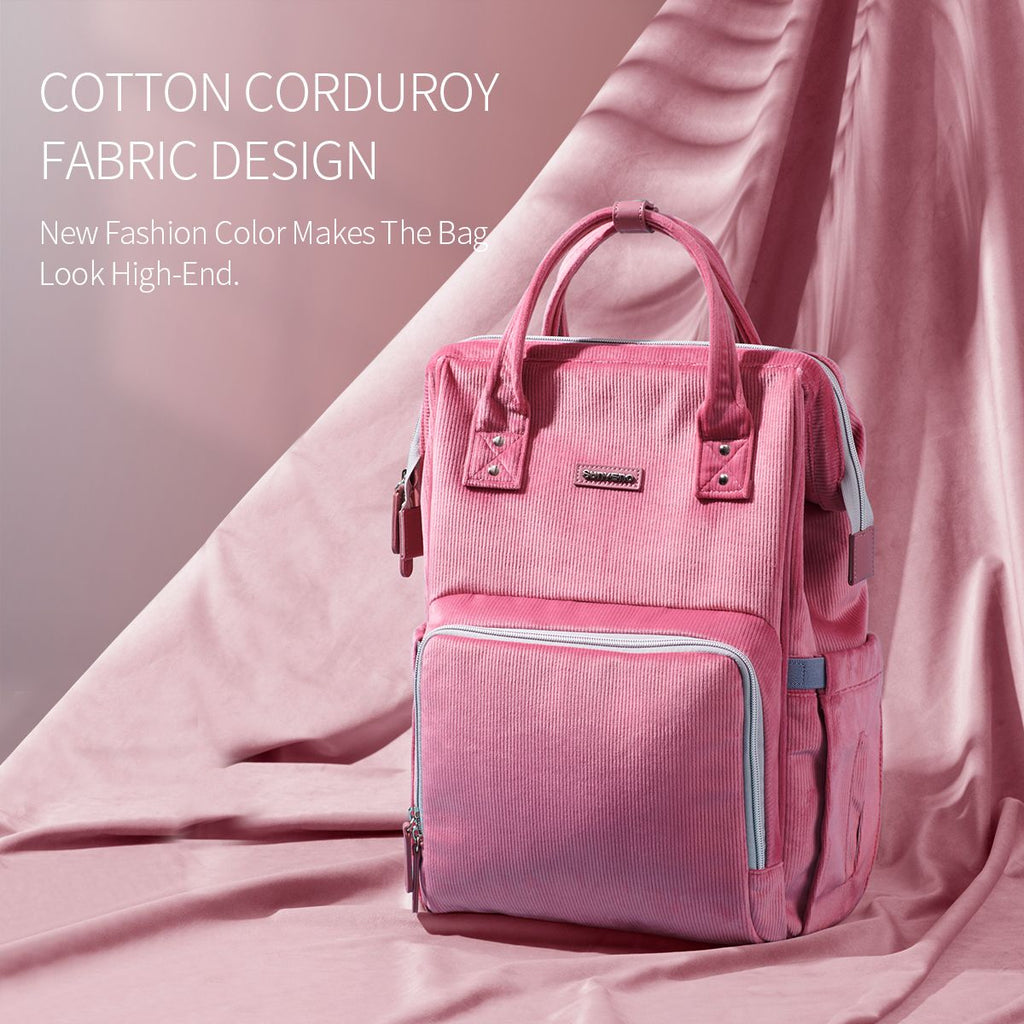SUNVENO Velvet Stitching Diaper Bag Backpack Large Capacity Tote Shoulder Nappy Bag Organizer for Baby Care with Insulated Pockets,Waterproof Fabric - MC Online