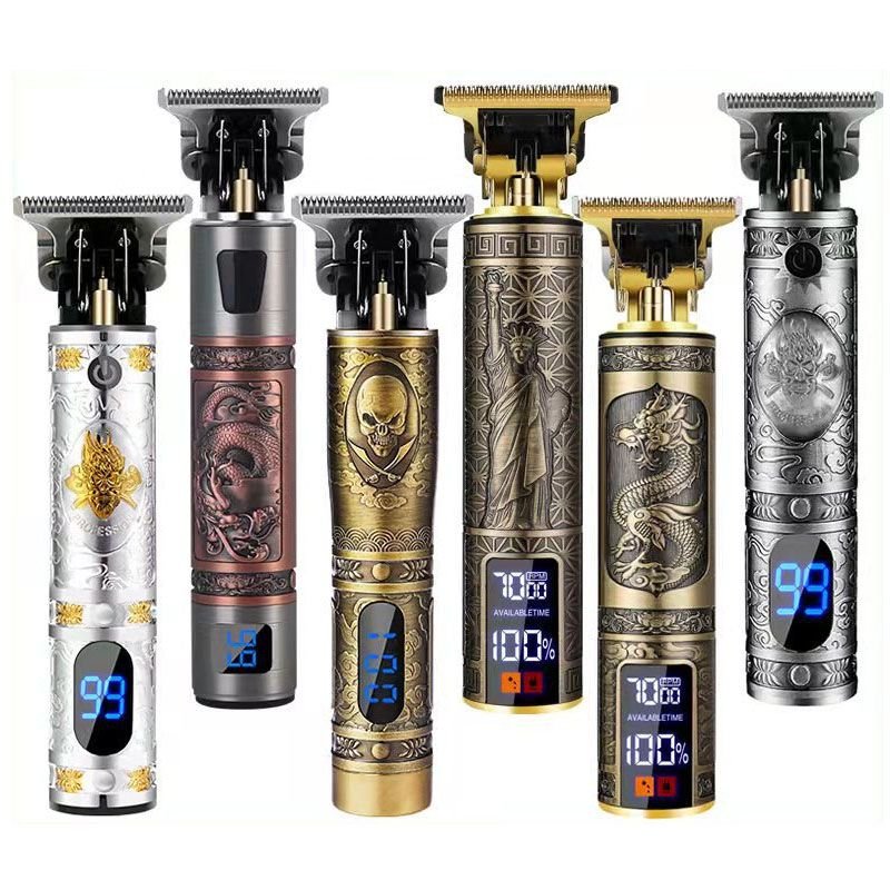 T9 Professional Hair Clipper Men Cordless Vintage engrave Hair trimmer LCD display Hair Cutting Machine Barber For Man Adult - MC Online