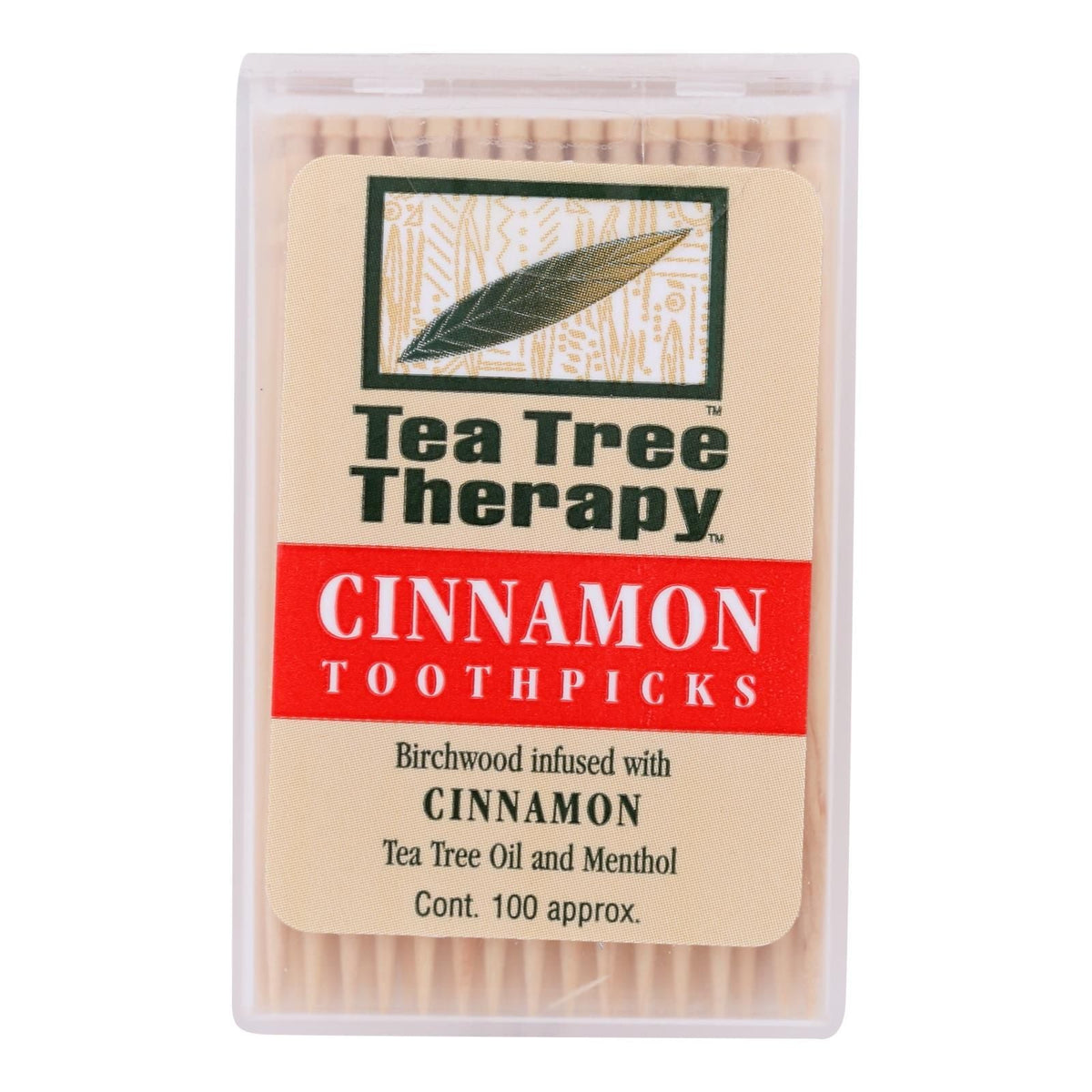 Tea Tree Therapy Toothpicks Cinnamon - 100 Toothpicks - Case Of 12 - MC Online