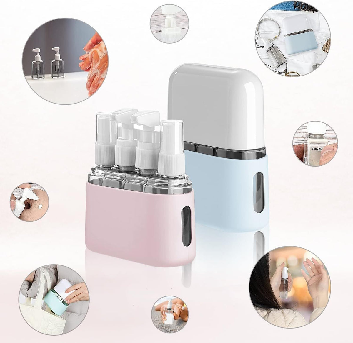 Travel Bottle Set, 8-Pack TSA Approved Travel Size Bottles, Travel Container Dispenser, Travel Shampoo Bottles for Cosmetics Conditioner and Lotion - MC Online
