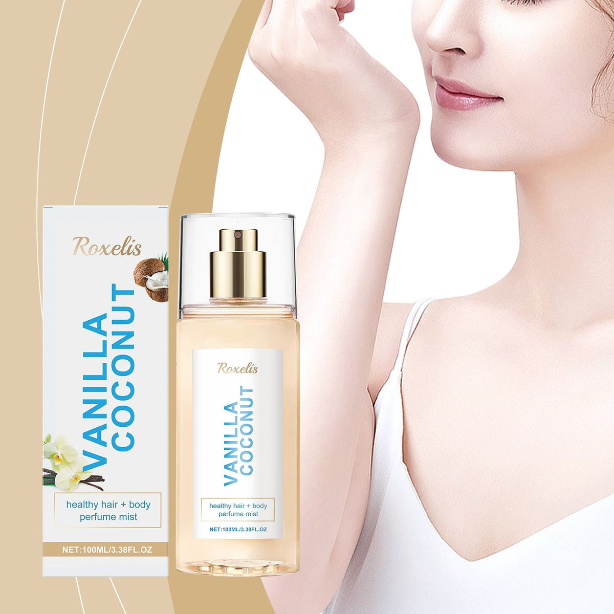 Vanilla Coconut Body Perfume Spray - Long-lasting fragrance, exuding unique charm, fresh, romantic and portable perfume - MC Online