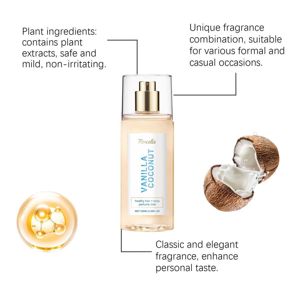 Vanilla Coconut Body Perfume Spray - Long-lasting fragrance, exuding unique charm, fresh, romantic and portable perfume - MC Online