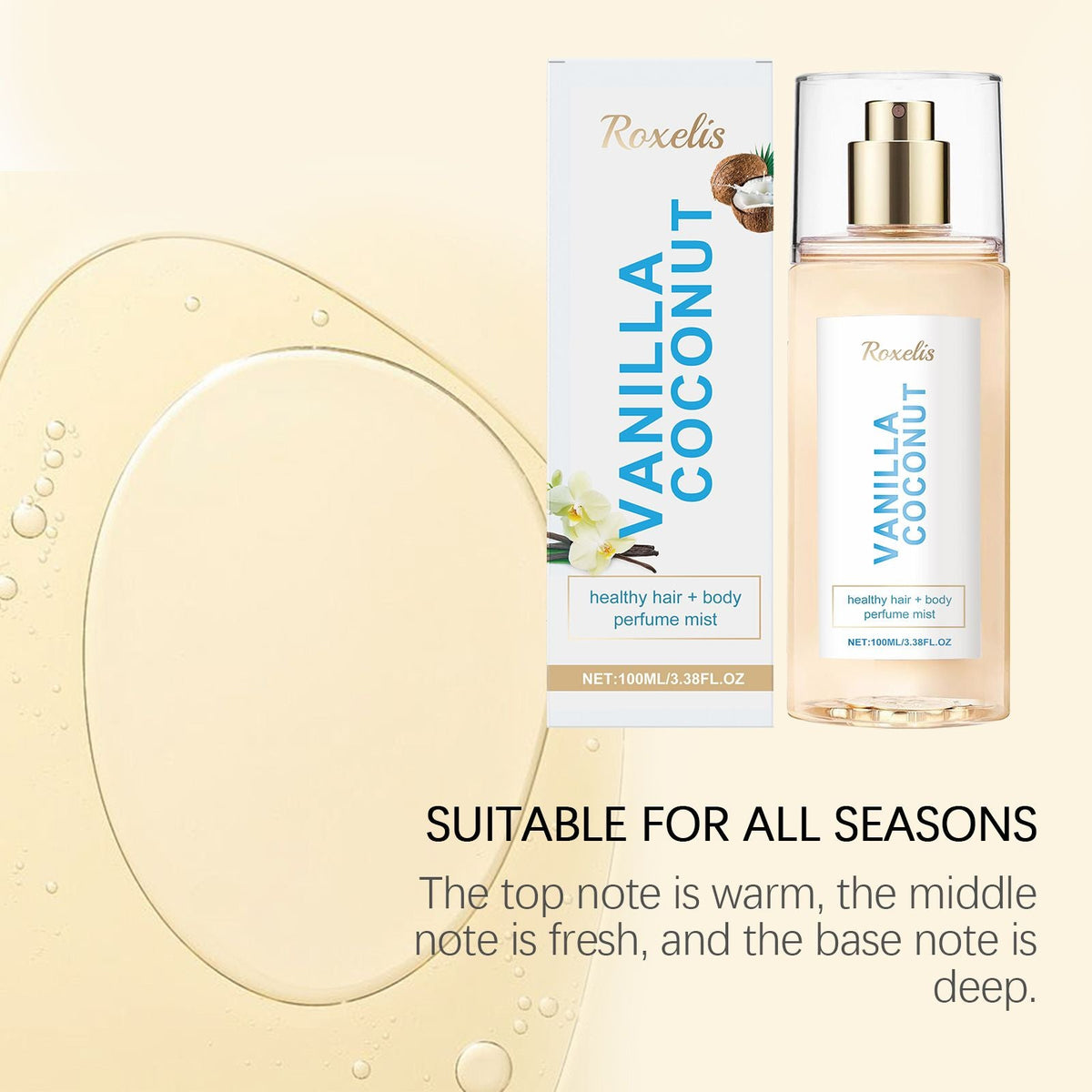 Vanilla Coconut Body Perfume Spray - Long-lasting fragrance, exuding unique charm, fresh, romantic and portable perfume - MC Online