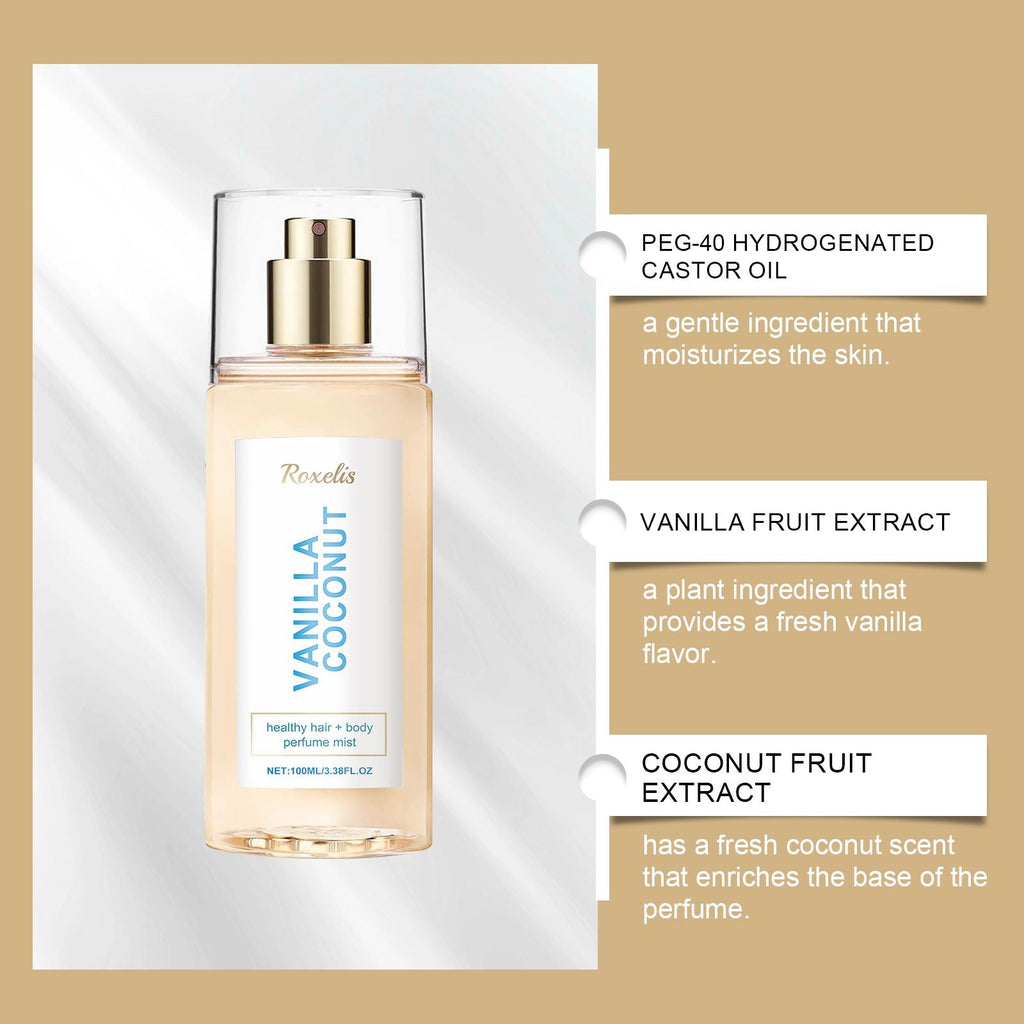 Vanilla Coconut Body Perfume Spray - Long-lasting fragrance, exuding unique charm, fresh, romantic and portable perfume - MC Online