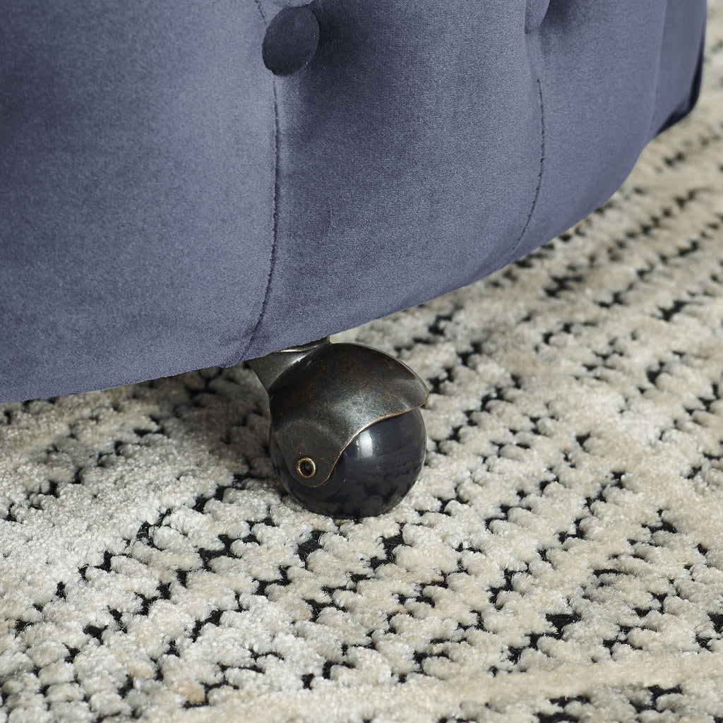 Velvet Upholstered Swivel Chair for Living Room, with Button Tufted Design and Movable Wheels, Including 3 Pillows - MC Online